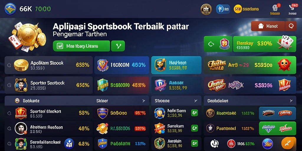 Screenshot dari gameplay taruhan di aplikasi Sportsbook 66K.