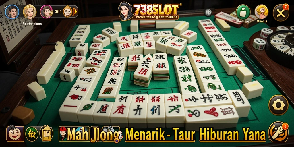 Tampilan seru gameplay Mahjong di 738SLOT.