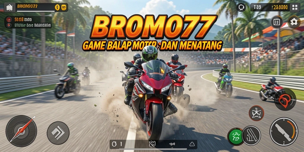 Tampilan gameplay BROMO77 dengan trek balap yang mendebarkan.