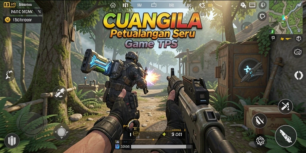 Screenshot gameplay CUANGILA menunjukkan aksi seru dalam pertempuran TPS.