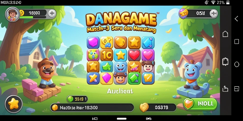 Screenshot menunjukkan gameplay seru DANAGAME dengan pencocokan objek.