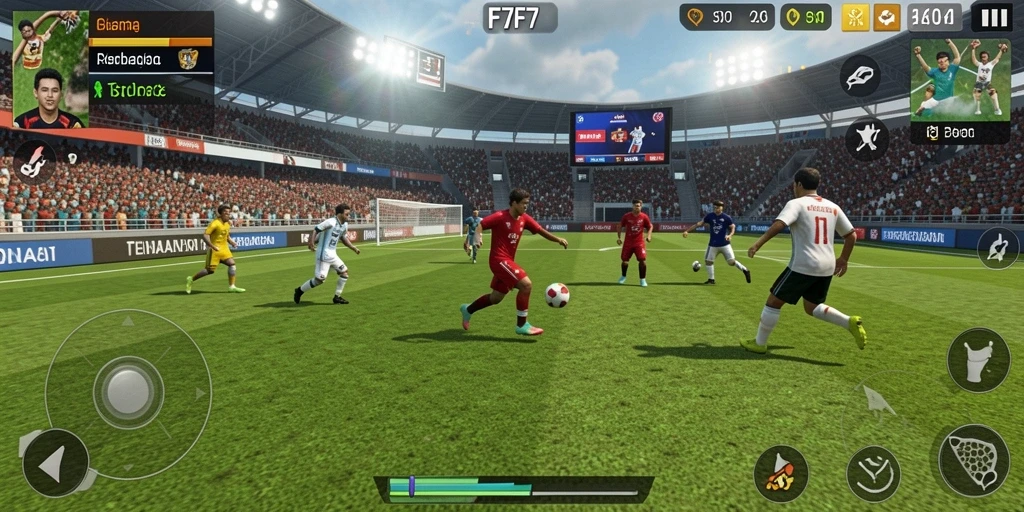 Tampilan gameplay F7F7 yang menegangkan dalam game olahraga.