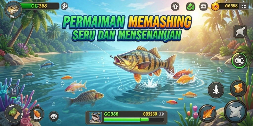 Tampilan gameplay GG368 yang menarik saat menangkap ikan.