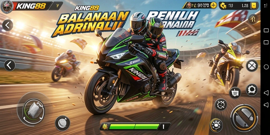 Gameplay seru di KING88 dengan balapan motor yang mendebarkan.