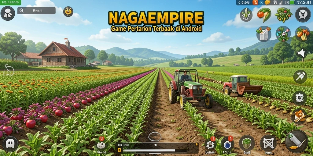 Gameplay seru NAGAEMPIRE dengan lahan pertanian yang subur.