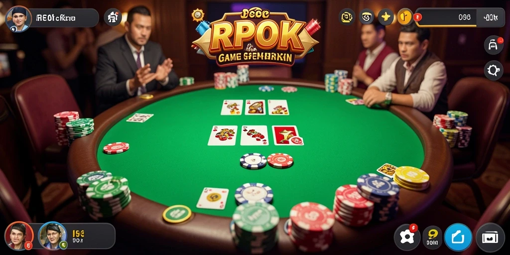 Tampilan gameplay RPOK yang mendebarkan dan penuh strategi poker.